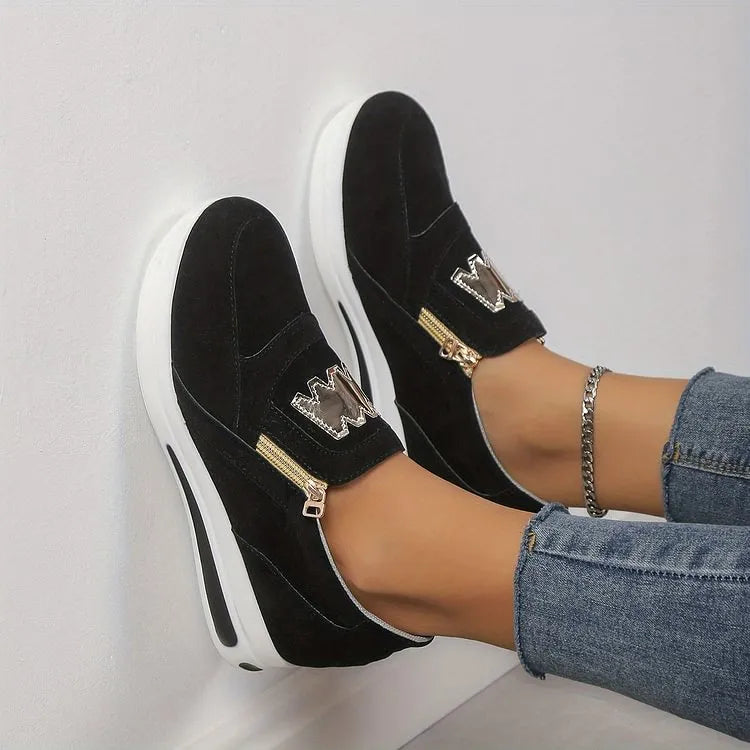 Women's Pain Relief Orthopaedic Sneakers with Zipper Detail - Stylish, Comfortable Fit for All-Day Wear