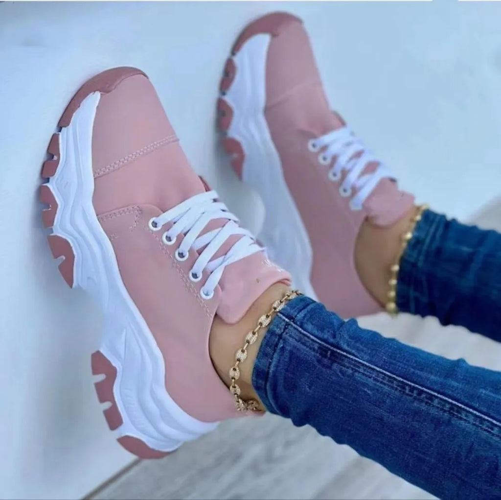 Women's Pain Relief Orthopaedic Sport Sneakers with Chunky Sole - Ergonomic Comfort & Style Pink