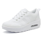 Women's Orthopaedic Sports Trainers with Air Cushion Sole - Lace-Up Style White
