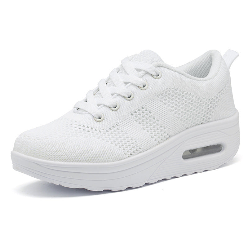 Women's Orthopaedic Sports Trainers with Air Cushion Sole - Lace-Up Style White