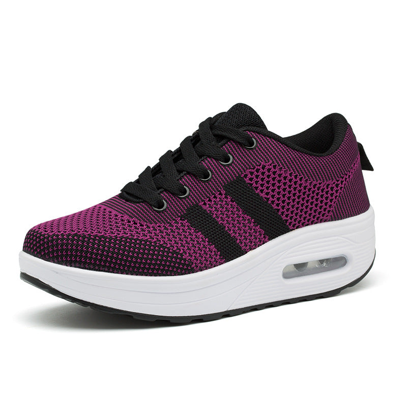 Women's Orthopaedic Sports Trainers with Air Cushion Sole - Lace-Up Style Purple