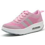 Women's Orthopaedic Sports Trainers with Air Cushion Sole - Lace-Up Style Pink