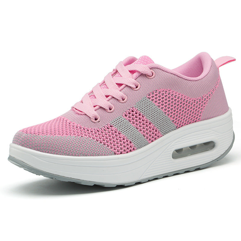 Women's Orthopaedic Sports Trainers with Air Cushion Sole - Lace-Up Style Pink
