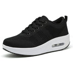 Women's Orthopaedic Sports Trainers with Air Cushion Sole - Lace-Up Style Black