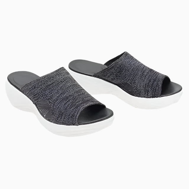 Women's Orthopaedic Pain Relief Stretch Sandals with Cushioned Sole & Cutouts for Comfort Black