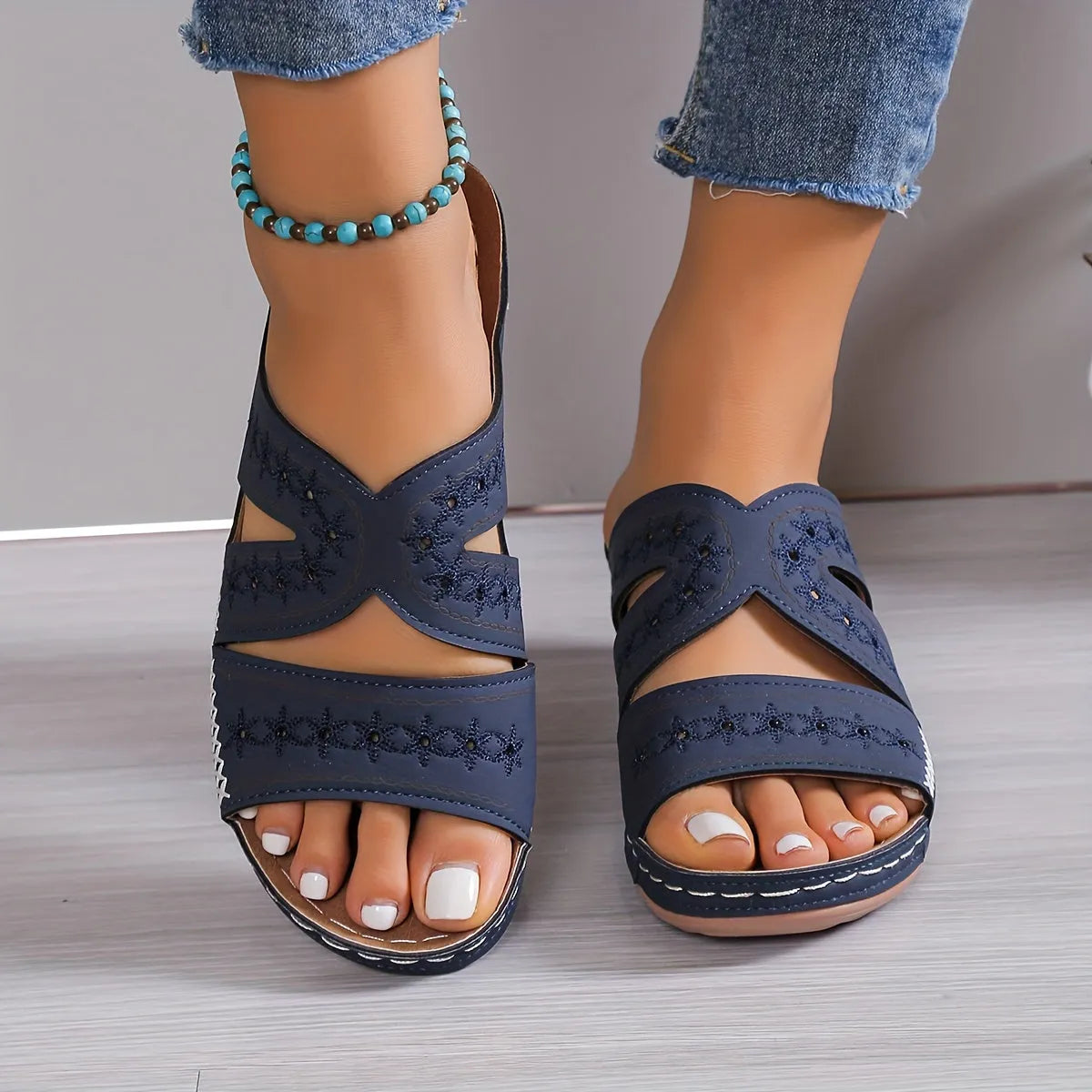 Women's Pain Relief Orthopaedic Wedge Sandals - Slip-On Design with Cutouts for Comfort and Style