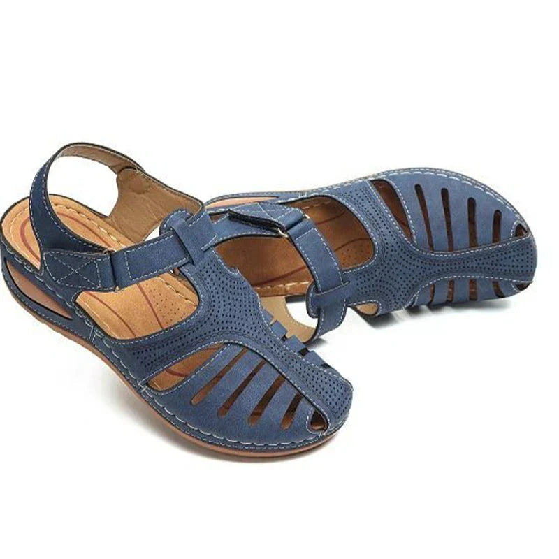 Women's Pain Relief Orthopaedic Sandals with Cut-Out Design With Adjustable Straps Blue