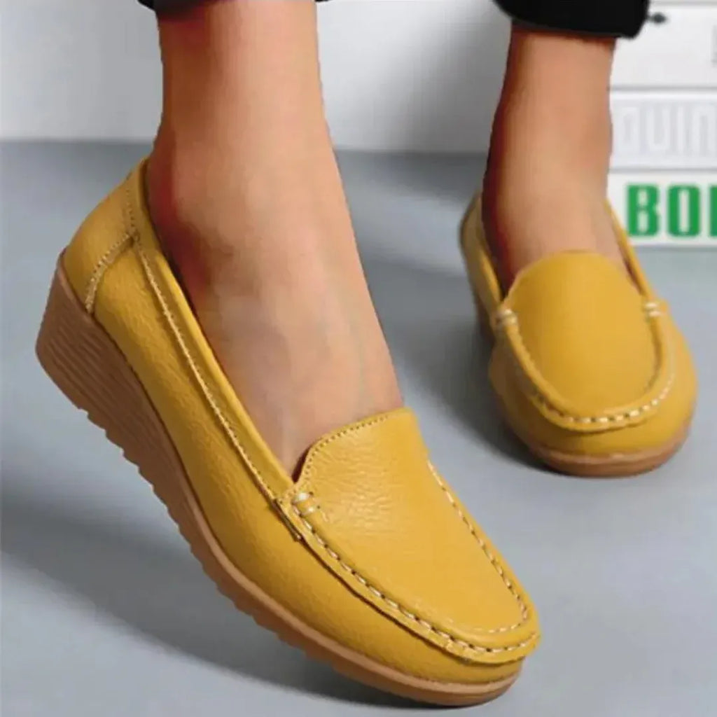Women's Supportive Pain Relief Orthopaedic Slip-On Shoes Yellow