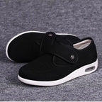 Women's Pain Relief Orthopaedic Sneakers with Adjustable Hook-and-Loop Black