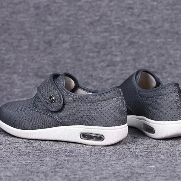 Women's Pain Relief Orthopaedic Sneakers with Adjustable Hook-and-Loop Grey