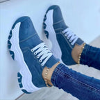 Women's Pain Relief Orthopaedic Sport Sneakers with Chunky Sole Blue