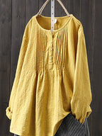 Women's Retro Casual Cotton Linen Shirt - Stylish & Comfortable Top Yellow