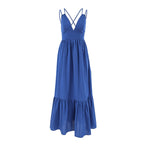 Women’s Linen Maxi Dress – Sleeveless V-Neck Tiered A-Line Summer Dress