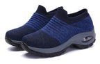 Women's Slip-On Orthopaedic Low-Top Sneakers with Air Cushion Sole Blue Grey
