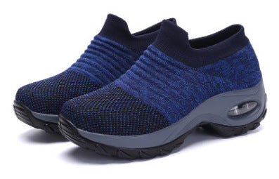 Women's Slip-On Orthopaedic Low-Top Sneakers with Air Cushion Sole Blue Grey
