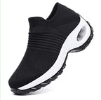 Women's Slip-On Orthopaedic Low-Top Sneakers with Air Cushion Sole Black White