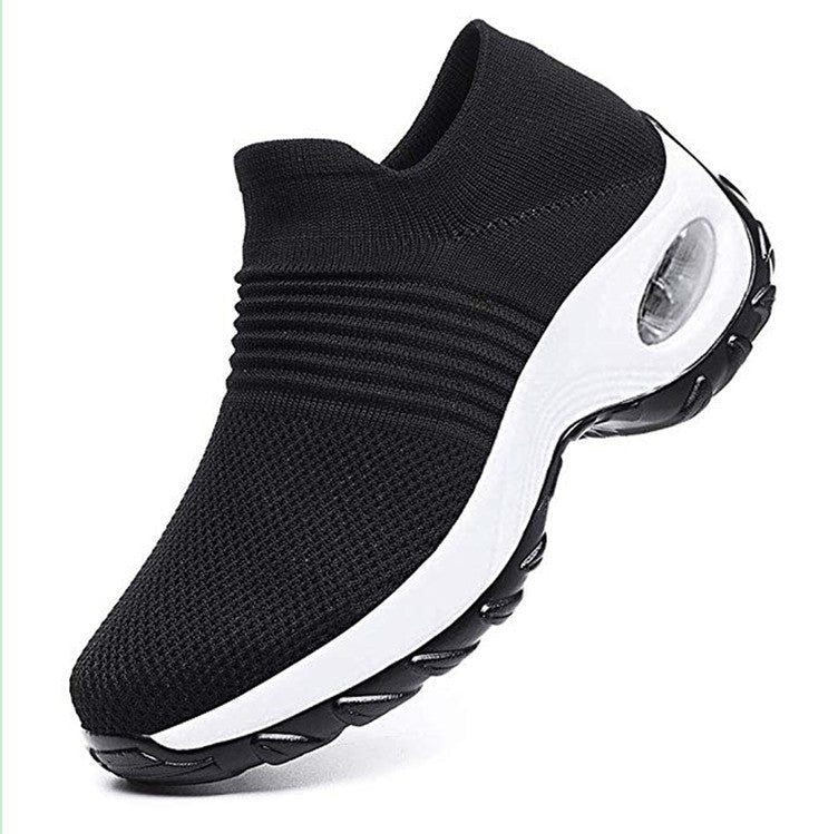 Women's Slip-On Orthopaedic Low-Top Sneakers with Air Cushion Sole Black White