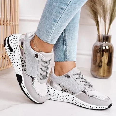Women's Stylish Orthopaedic Sneakers - Cushioned Sole for All-Day Comfort and Support Silver