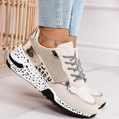 Women's Stylish Orthopaedic Sneakers - Cushioned Sole for All-Day Comfort and Support Gold