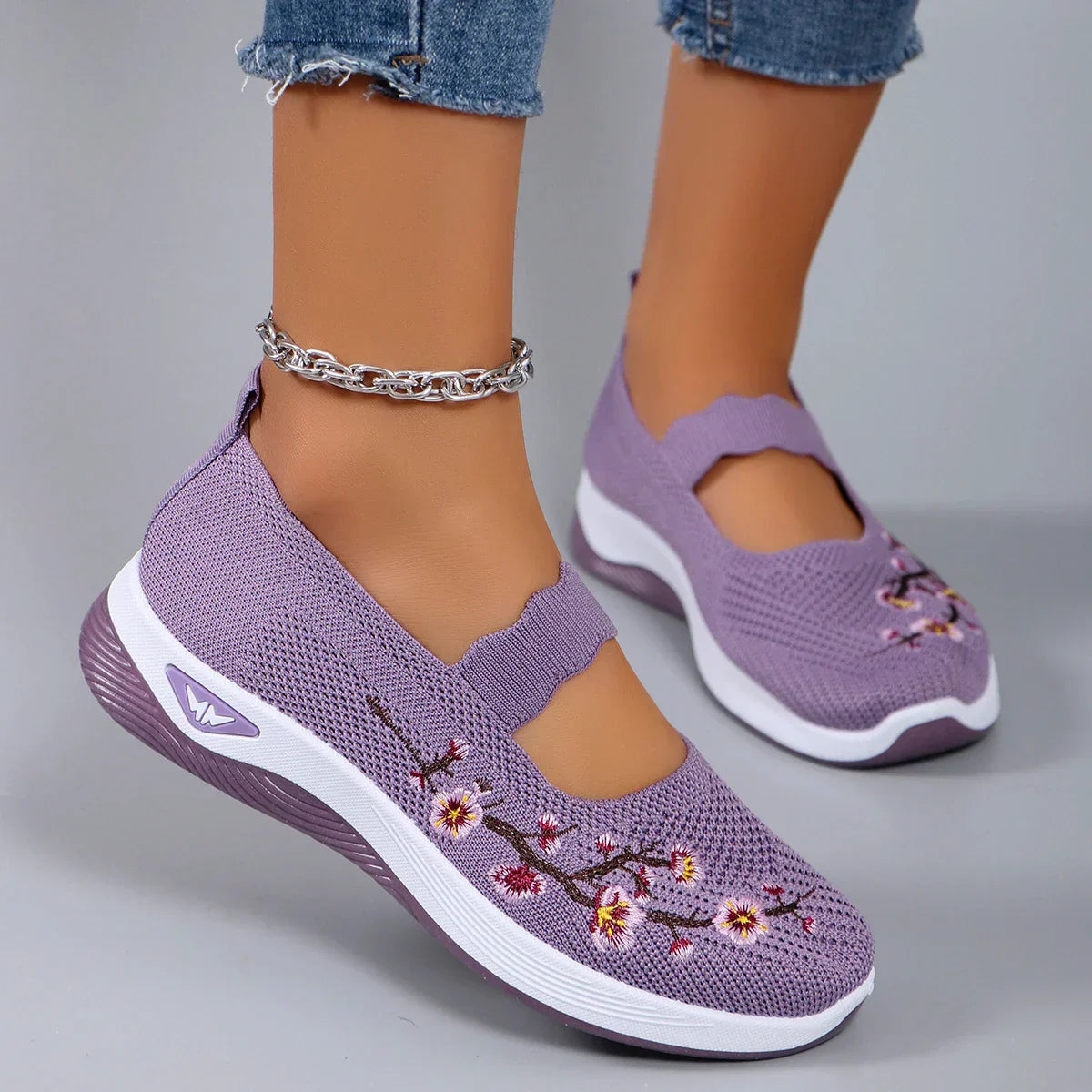 Women's Stylish Pain Relief Orthopaedic Summer Slip-On Shoes - Breathable Comfort for Casual Wear Purple