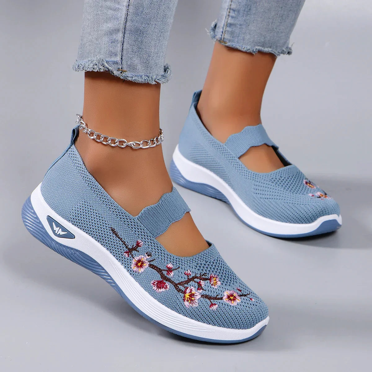 Women's Stylish Pain Relief Orthopaedic Summer Slip-On Shoes - Breathable Comfort for Casual Wear Blue