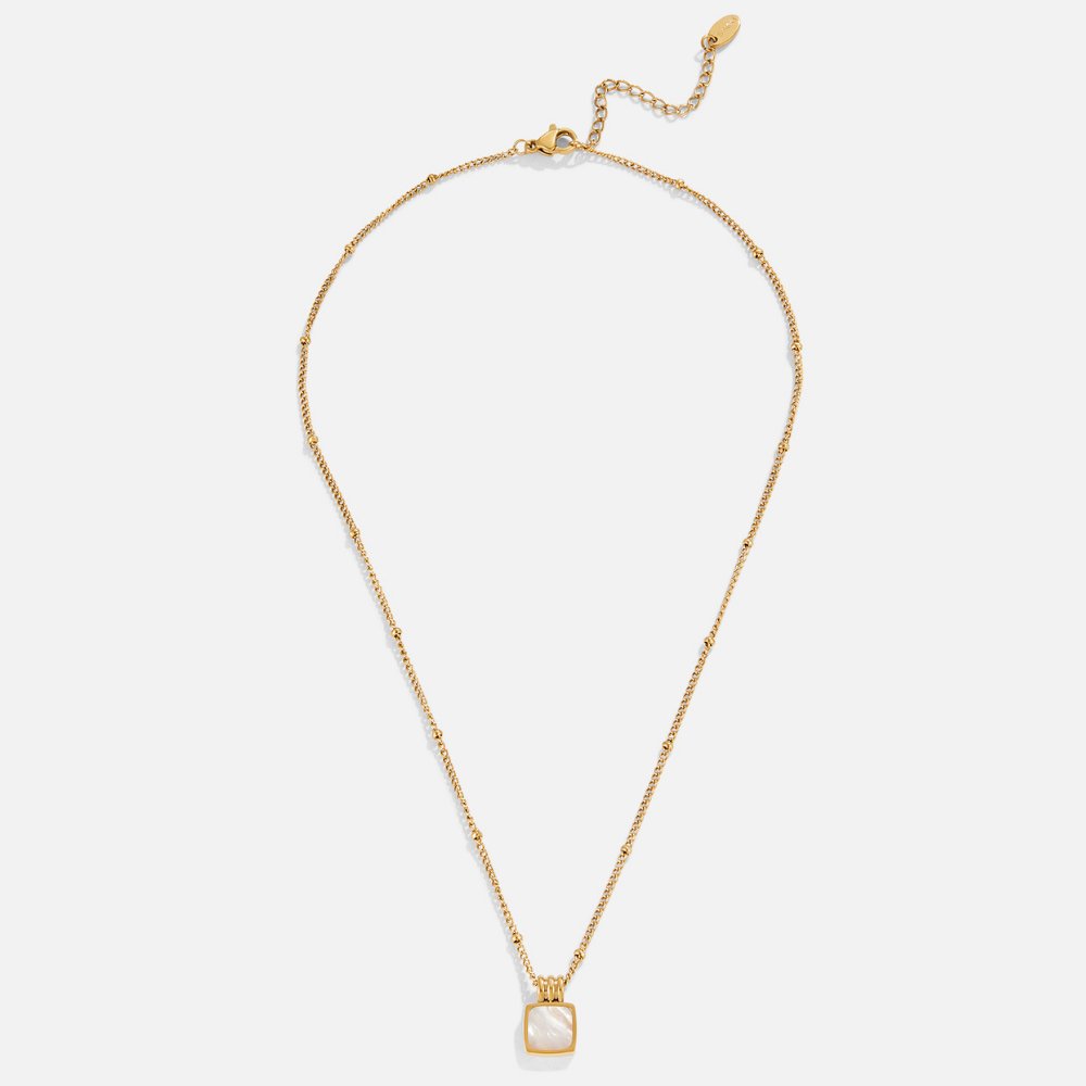 Women's White Pendant Necklace - Waterproof, Hypoallergenic, Adjustable Stainless Steel Jewelry